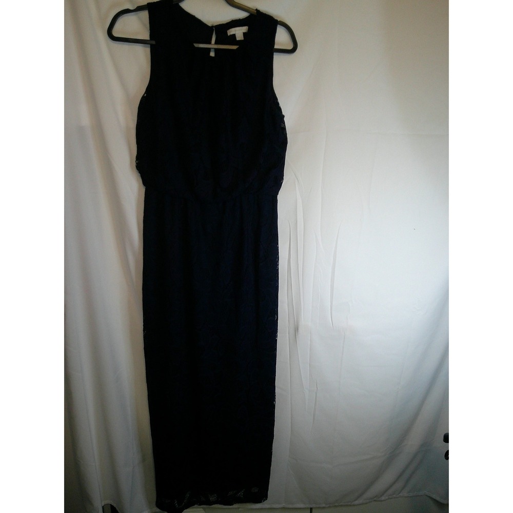 New York & Company Navy Blue‎ Lace Sleeveless Maxi Dress Women's Size S